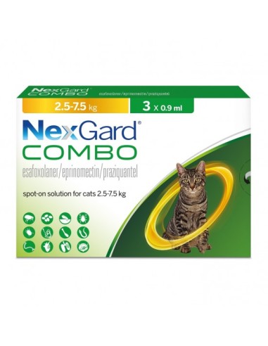 NexGard Combo Pisica 2.5-7.5 kg x 3 pip.