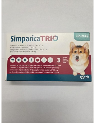 Simparica TRIO 10-20 kg ,3tbl.